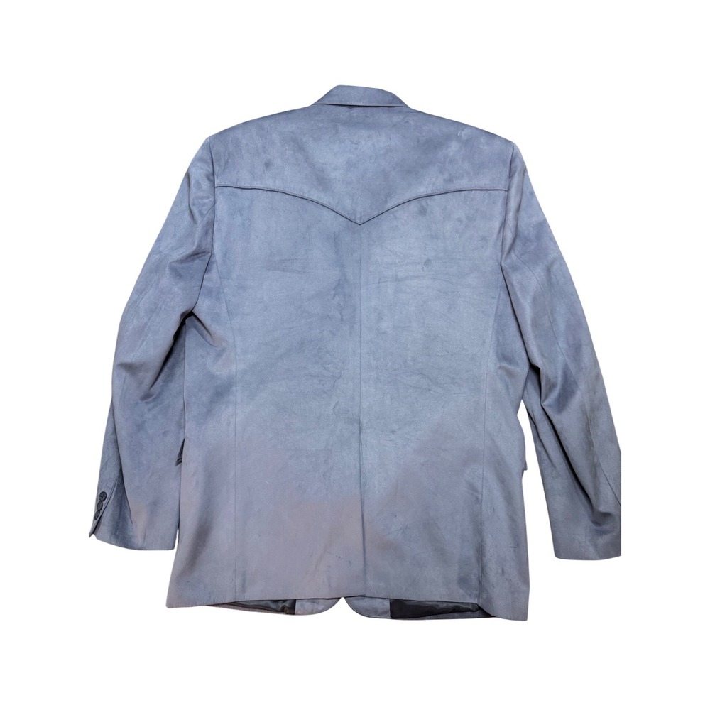 Circle S Mens Western Blazer Blue Microsuede Cowboy‎ Sport Coat 48L Dallas Texas - Picture 2 of 4